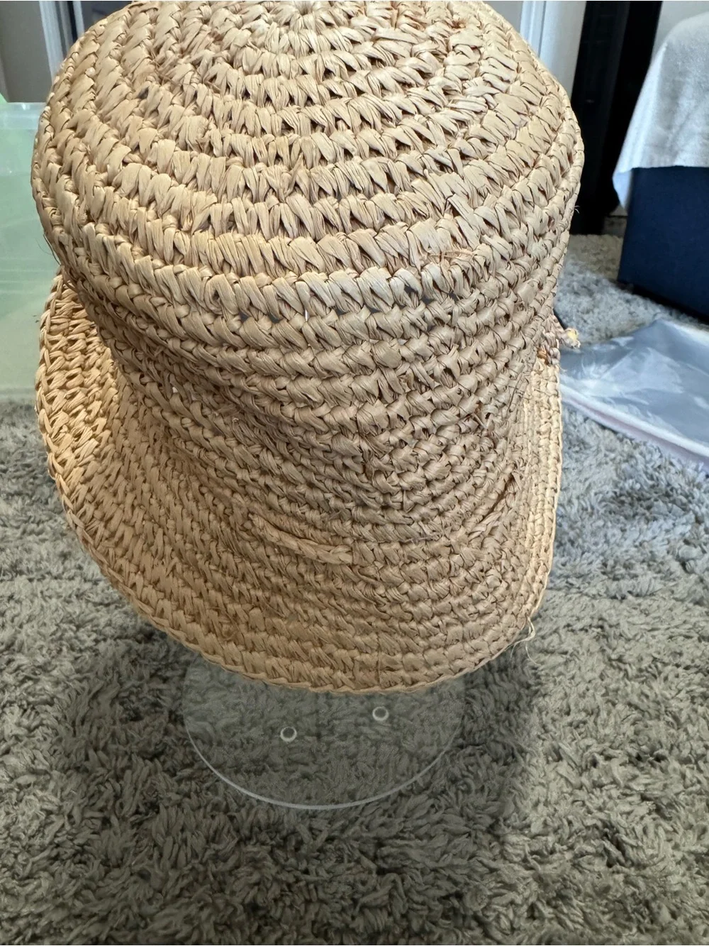 Woven Straw Boho Cloche Hat with Bead Accents